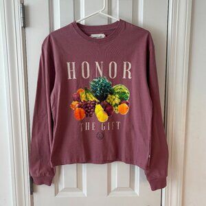 Honor the Gift Fruits Long Sleeve Graphic T-Shirt Mauve - Size 14 - NWOT